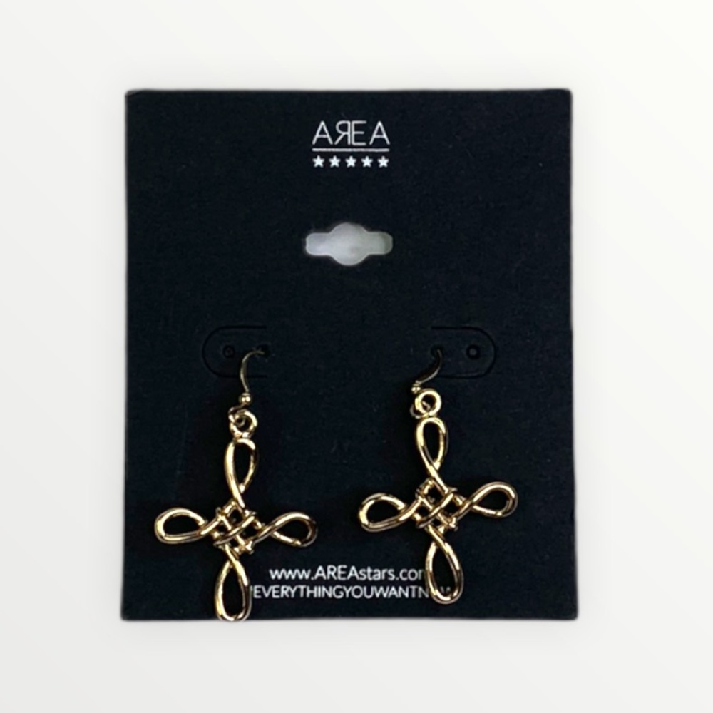 AREA Stars Twist Cross Drop Earrings